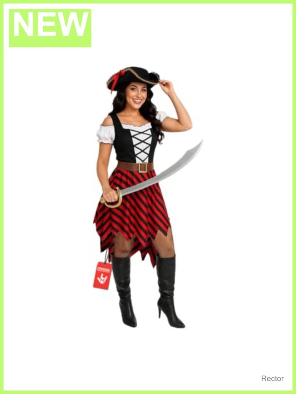 Morph Women's Pirate Costume Off-Shoulder Dress Belt Hat Halloween Cosplay